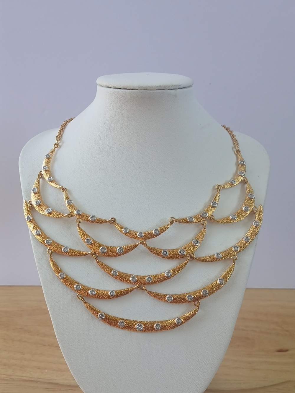 Amazing Alexis Bittar Articulated Gold And Silver Crescent Wave Bib Necklace